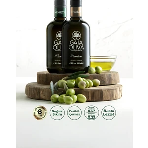 Gaia Oliva 2li-Premium Ayvalık ve Memecik 500 ml Erken Hasat Natürel Sızma Zeytinyağı