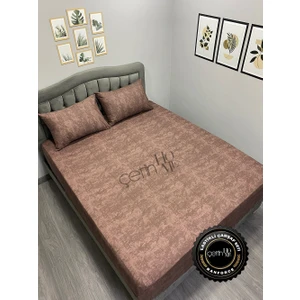 Çetin Home Kumaş Lastikli Çarşaf Seti Çift Kişilik ve Battal Boy Gölge Çikolata 180 x 200