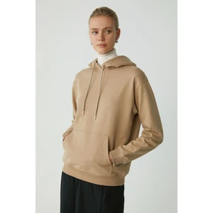 Modest Abelia Kadın Içi Polarlı Yumuşacık Kalın Kumaşlı Kapüşonlu Comfort Fit Vizon Sweatshirt