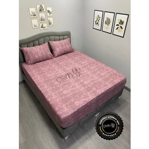 Çetin Home Kumaş Lastikli Çarşaf Seti Çift Kişilik ve Battal Boy Gölge Gül Kurusu 160 x 200