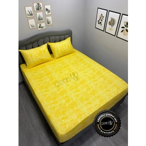 Çetin Home Kumaş Lastikli Çarşaf Seti Çift Kişilik ve Battal Boy Gölge Sarı 160 x 200