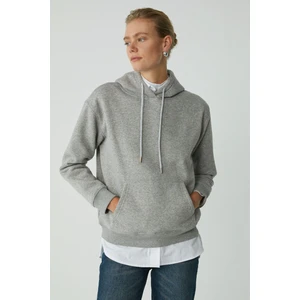 Modest Abelıa Kadın Pamuklu Içi Polarlı Yumuşacık Kalın Kumaşlı Kapüşonlu Örme Grimelanj Sweatshirt