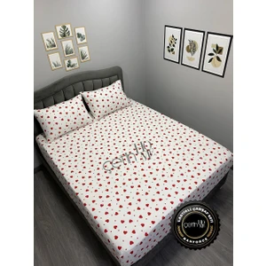 Çetin Home Kumaş Lastikli Çarşaf Seti Çift Kişilik ve Battal Boy Kalp 160 x 200