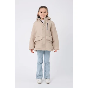 Kız Çocuk Taş Kürklü Su ve Rüzgar Geçirmez Kapüşonlu 3 Kışlık Mont & Kaban & Parka FMPÇ-110-K