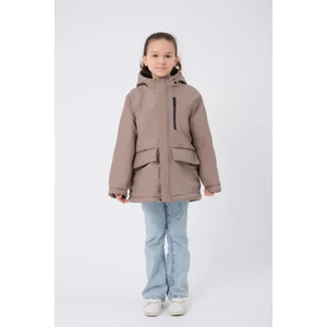 Kız Çocuk Vizon Kürklü Su ve Rüzgar Geçirmez Kapüşonlu 3 Kışlık Mont & Kaban & Parka FMPÇ-110-K