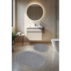 My Evilla Modern Dekoratif Simirna Peluş Oval Ponpon Saçaklı Klozet Takımı 50X80-50X40