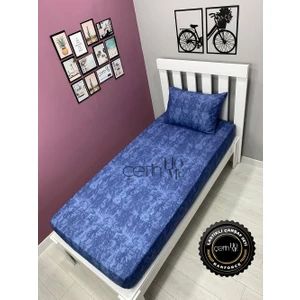 Çetin Home Kumaş Lastikli Çarşaf Seti Tek Kişilik 3 Ebat Gölge Indigo 90 x 190