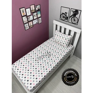 Çetin Home Kumaş Lastikli Çarşaf Seti Tek Kişilik 3 Ebat Yıldız Pudra 100 x 200
