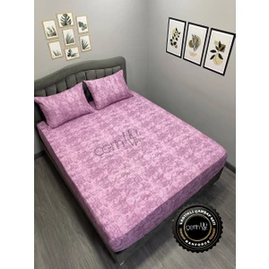 Çetin Home Kumaş Lastikli Çarşaf Seti Çift Kişilik ve Battal Boy Gölge Lila 180 x 200