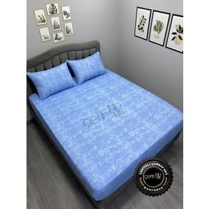 Çetin Home Kumaş Lastikli Çarşaf Seti Çift Kişilik ve Battal Boy Gölge Mavi 160 x 200