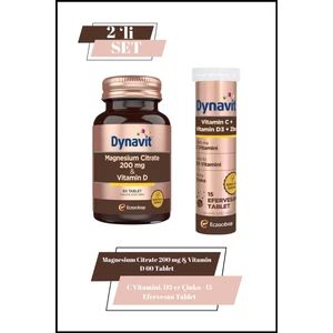 Magnesium Citrate 200 Mg & Vitamin D & C Vitamini, D3 ve Çinko-15 Efervesan