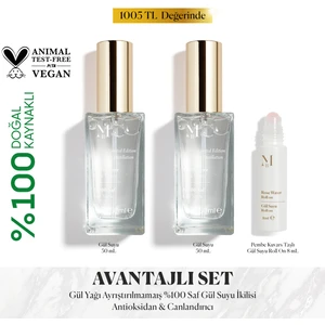 Limited Edition Saf Gül Suyu 50 ml 2 li Set & Gül Suyu Roll-On 8 ml