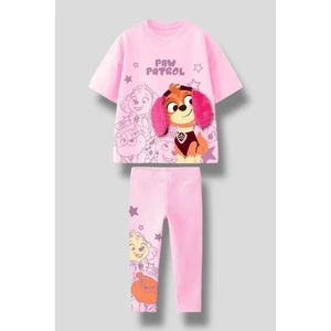 Kız Çocuk Paw Patrol Karakter Baskılı 2'li Takım - Kulak Detaylı Tişört ve Desenli Tayt