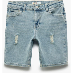 Pamuklu Cepli Yıpratılmış Detaylı Denim Şort