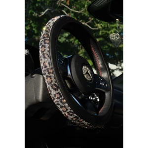 Leopar Taşlı Direksiyon Kılıfı