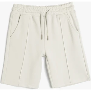 Dikiş Detaylı Beli Lastikli Bermuda Şort