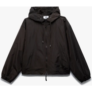 Kapüşonlu Uzun Kollu Şardonlu Fermuarlı Ceket