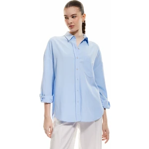 Cepli Viskon Keten Karışımlı Uzun Kollu Gömlek