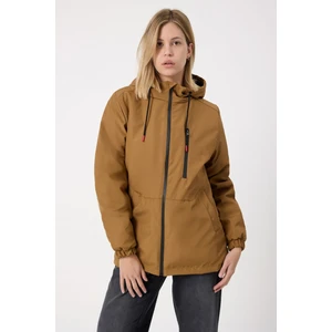 Kadın Taba Kürklü Su ve Rüzgar Geçirmez Kapüşonlu Kışlık Mont & Kaban & Parka FMM-100-K
