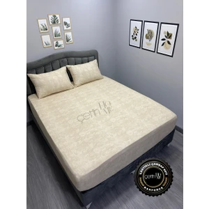 Çetin Home Kumaş Lastikli Çarşaf Seti Çift Kişilik ve Battal Boy Gölge Krem 160 x 200