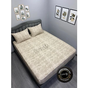 Çetin Home Kumaş Lastikli Çarşaf Seti Çift Kişilik ve Battal Boy Gölge Bej V2 160 x 200