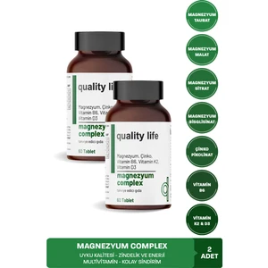 Quality Life Magnesium Citrate B6 D3 K2 Vitamin Magnezyum Malat Bisglisinat Taurat Sitrat Çinko Complex Tablet