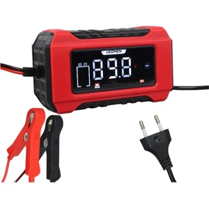 Ucomen 12V Şarj Redresörü (Akıllı Akü Şarj Cihazı) Otomatik 6 A LCD Büyük Ekran Kırmızı (+Agm/jel)