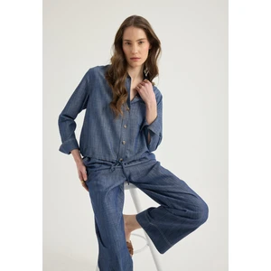 Masha Kate Denim Görünümlü Bağcıklı Gömlek