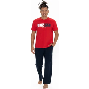 U.S. Polo Assn. 18899 Erkek Kısa Kollu Bisiklet Yaka Pijama Takımı-Kırmızı