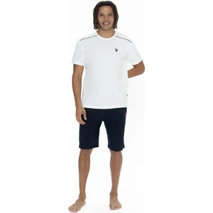 U.S. Polo Assn. 18905 Erkek Kısa Kollu Bisiklet Yaka 3'lü Pijama Takımı-Ekru