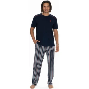 U.S. Polo Assn. 18905 Erkek Kısa Kollu Bisiklet Yaka 3'lü Pijama Takımı-Lacivert