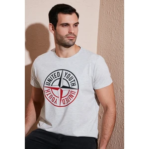 Baskılı Bisiklet Yaka Pamuklu Slim Fit T Shirt Erkek T Shirt 541PUSULA