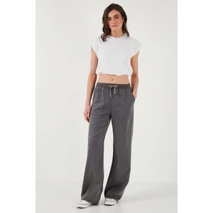 Relaxed Fit Yüksek Bel Bol Paça Pantolon Bayan Pantolon 668YP5040