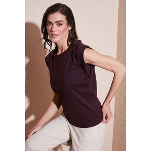 Pamuklu Bisiklet Yaka Kolsuz T Shirt Bayan T Shirt 5864019