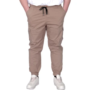 Mode Xl Büyük Beden Erkek Pantolon Keten Kargo Jogger 21911 Cappucino