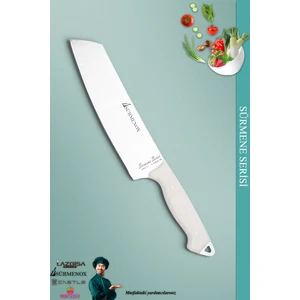 Sürmene Serisi Santoku Mutfak Şef Bıçak Et Ekmek Sebze Salata Şef Bıçağı Beyaz ( MFT-003 )