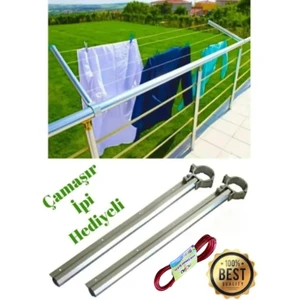 Alüminyum Balkon Çamaşır Askılığı Yuvarlak Korkuluklar Için (Çamaşır Ipi Hediyeli) Kurutmalık Demiriçamaşır Askısı
