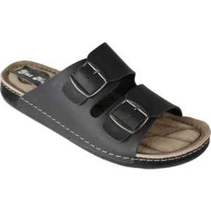 Yaz Kış Ayakkabı Erkek Siyah Çift Tokalı 46-47 Numara Böyük Beden Terlik