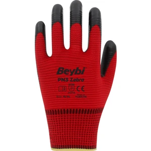 Pn3 Polyester Örme Nitril Eldiven No: 10 - Kırmızı Siyah