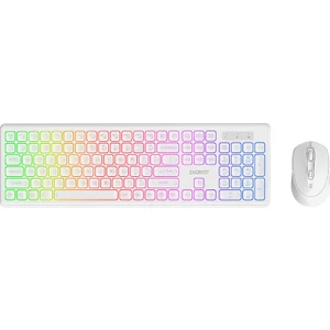KM-319BT Beyaz 2.4g+Bt1+Bt2 Çoklu Cihaz Bağlantılı Q Set Kablosuz Klavye + Mouse 