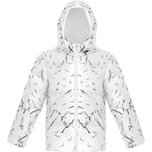 Erkek Çocuk Beyaz Çıkabilir Kapüşonlu Su ve Rüzgar Geçirmez Cepli Kışlık Şişme Mont & Kaban & Parka ML-DCM-110