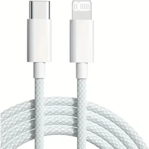 Type-C To iPhone Uyumlu Hızlı Şarj ve Data Kablosu Örgülü Kablo iPhone 14 13 12 11 x 7 8 Serileriyle Uyumlu Beyaz
