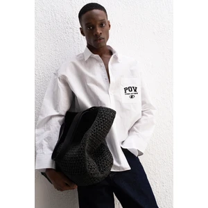 Çizgili Uzun Kollu Beyaz Gömlek