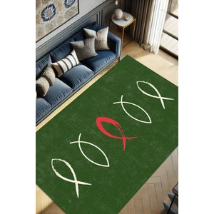 The Reef Design Renkli Balık Desenli Halı Yazlık Halısı Dijital Baskılı Salon Halısı Marin Temalı Halı 