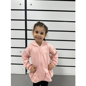 Kübra tekstil Kız Çocuk Fermuarlı  Kapsonlu/kapüşonlu Farbalalı Jarse Hırka,sweatshirt,polarlı Hırka