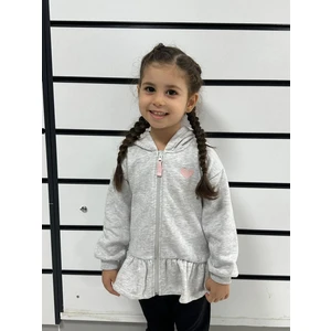 Kübra tekstil Kız Çocuk Fermuarlı  Kapsonlu/kapüşonlu Farbalalı Jarse Hırka,sweatshirt,polarlı Hırka