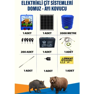 Atlas Ürünleri 2000 Mt 25100 Dönüm 12v Akü Ve 25w Güneş Panelli Elektrikli Çit Sistemi – 5 Yıl Güvence