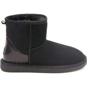 Hakiki Süet İçi Kürk Arkası Deri Bayan Kısa 191074 Siyah