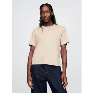 Kadın Bej Supima® Pamuk Relaxed T-Shirt