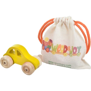 Wood & Joy Doğal Ahşap Araba Hareketli Eğitici Oyuncak Mini Araba Sarı